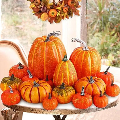 16 Pcs Outdoor Pumpkin Fall Decorations, Large, Small