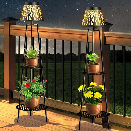 2 Pack Solar Floor Lights with Plant Stands, 45.5''
