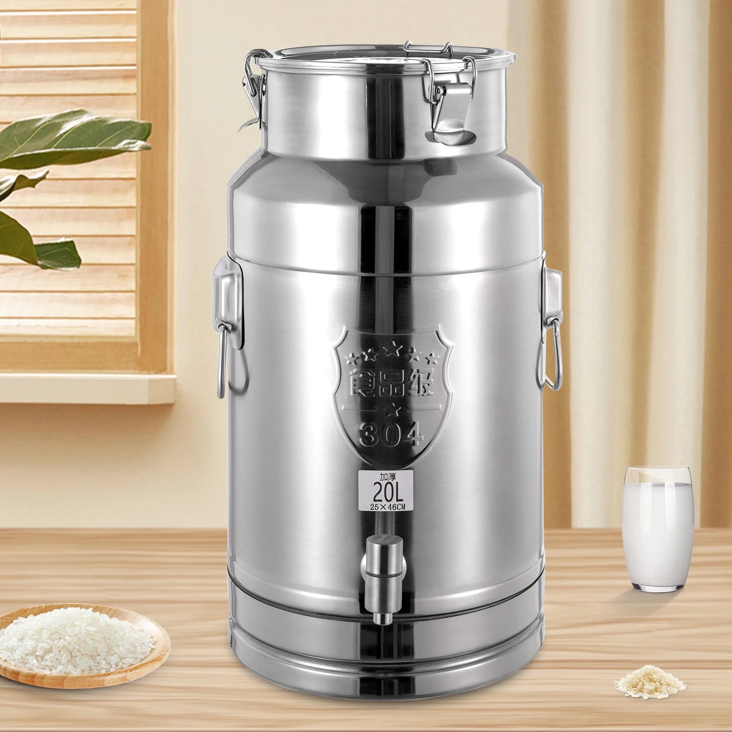 5gal Stainless Steel Beverage Dispenser w/Leak-Proof Lid