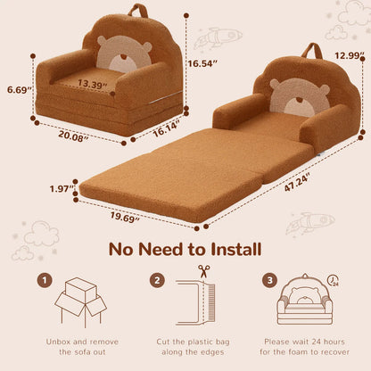 2-in-1 Kids Convertible Sofa to Lounger, Chair