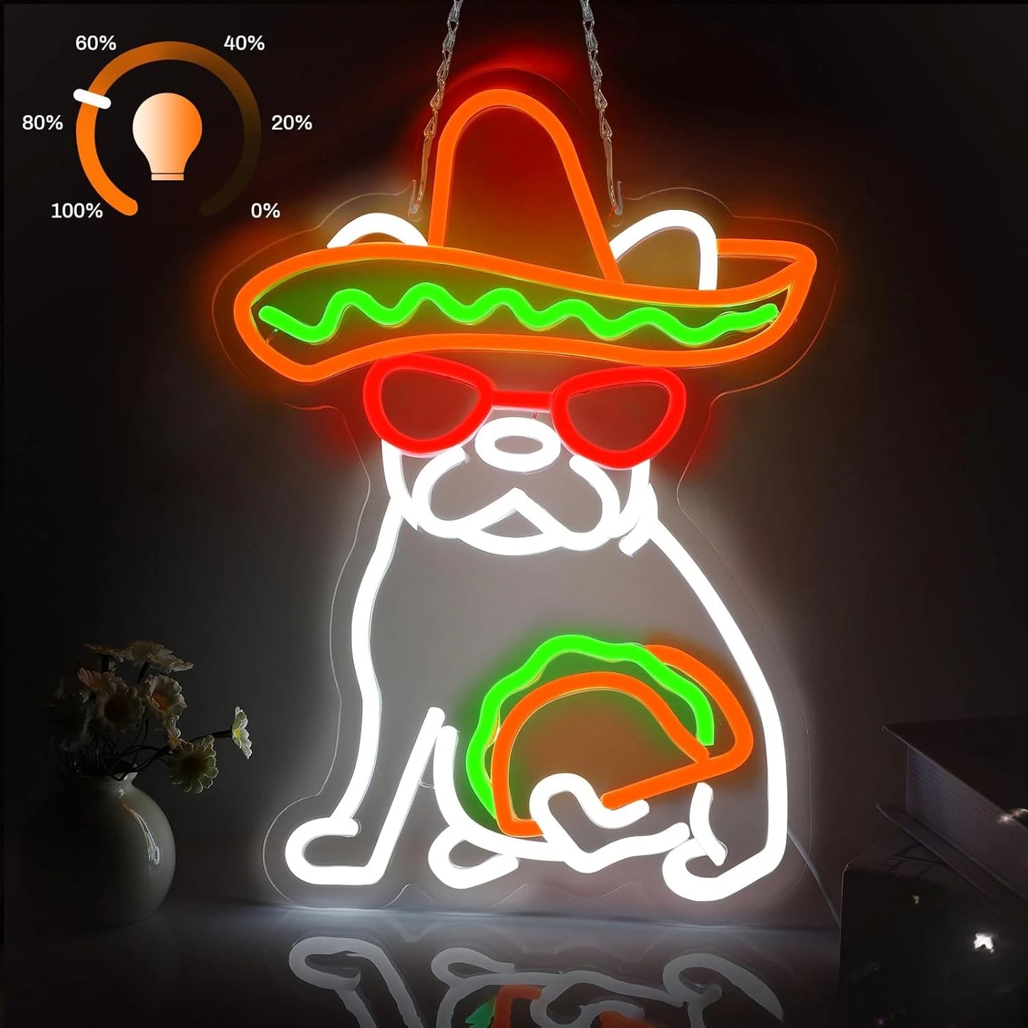 French Bulldog Taco Neon Sign Dimmable USB LED Neon Light