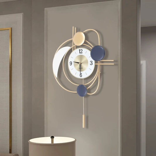 ~19"x28" Modern Luxury Hanging Clock w/Swing Pendulum, Silent Operation