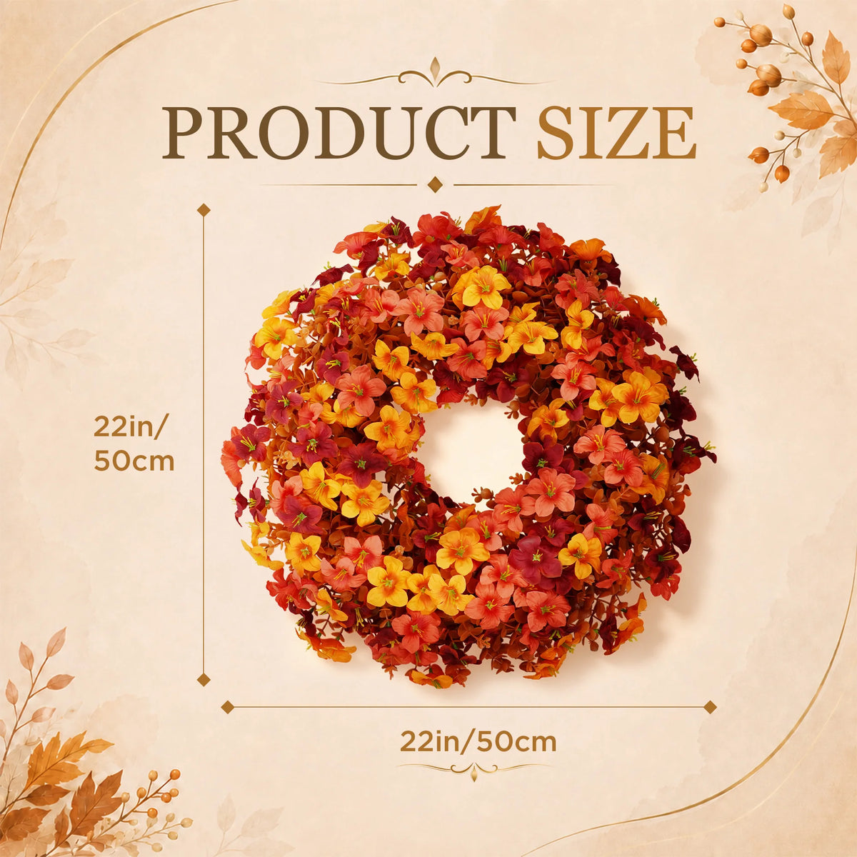 22 Inch Autumn Front Door Wreath