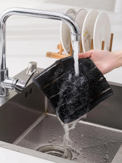 Rectangular Black Plaid Cleaning Cloth Reusable Household Towels