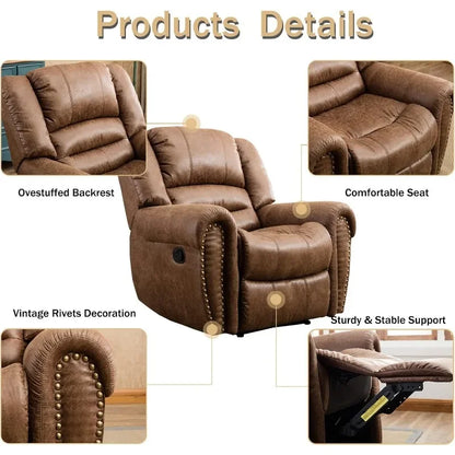 Classic and Traditional Manual Recliner Chair, Leather