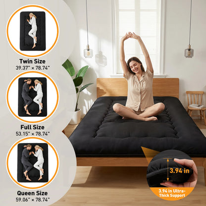 4" Portable Soft Floor Mattress w/Removable Washable Cover