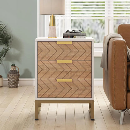3 Drawers Nightstand w/Unique Chevron Design