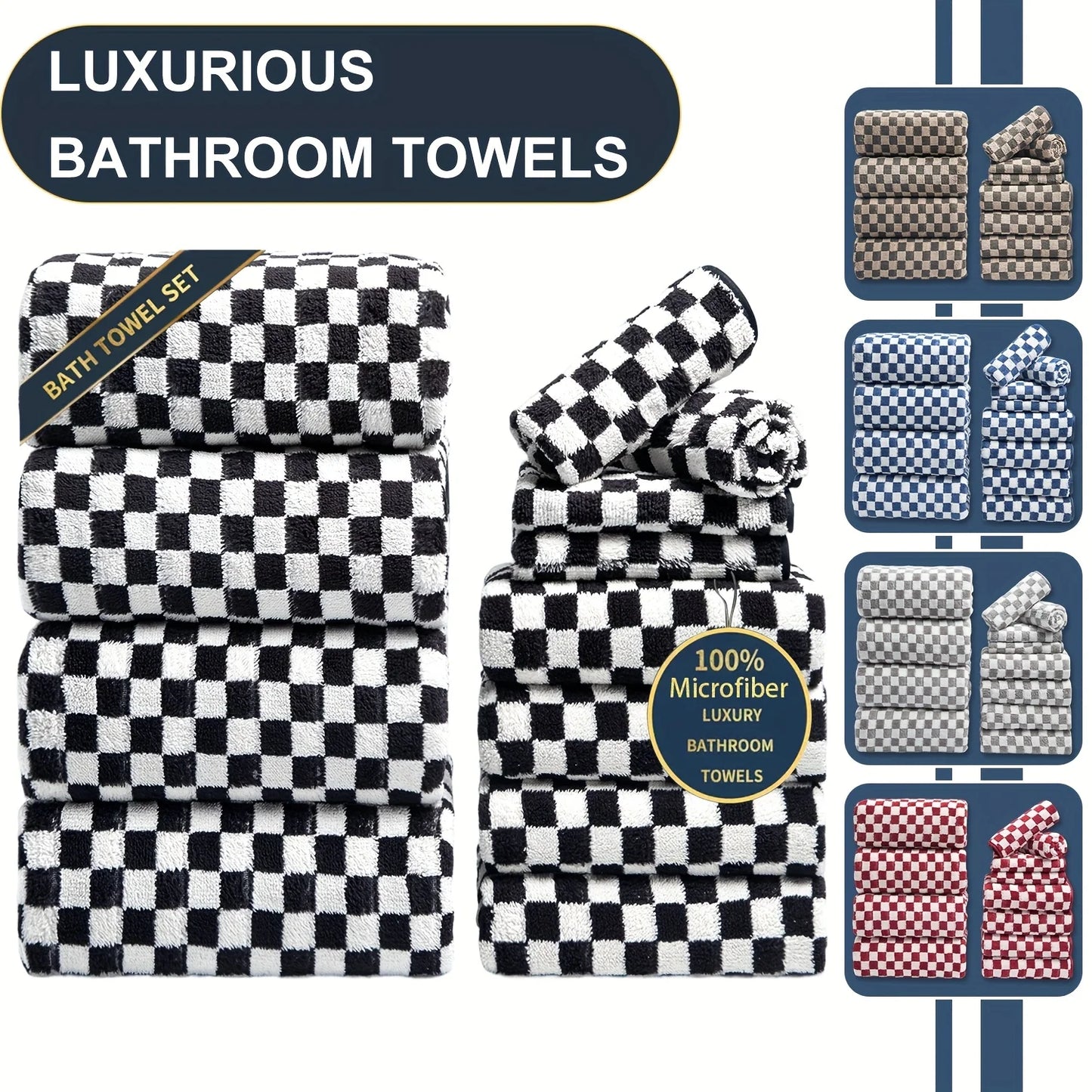 12pcs Bath Towels Set, Ultra Soft, Highly Absorbent, Quick Dry