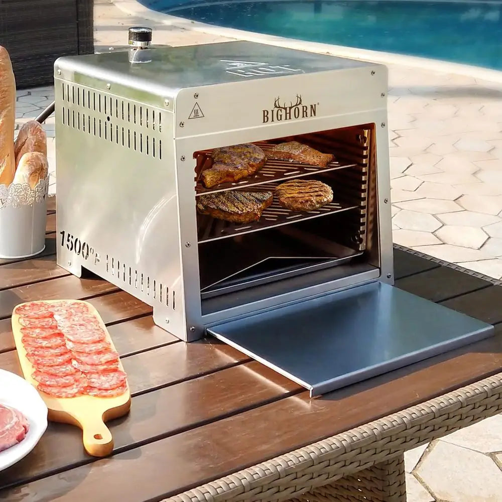 Portable 1500°F Infrared Propane Gas Grill w/Pizza Stone