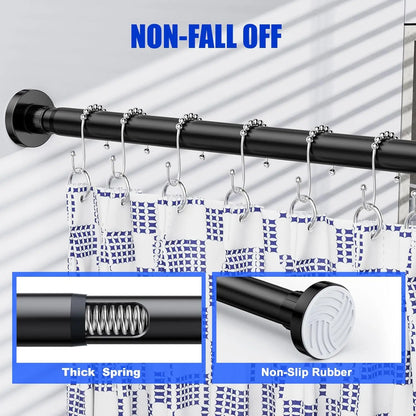Adjustable Tension Shower Curtain Rod 32"-80", Heavy Duty, No Drill