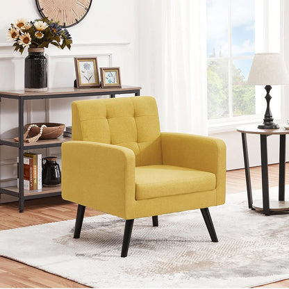 Set (2) Mid-Century Cozy Armchair, Button Tufted Back