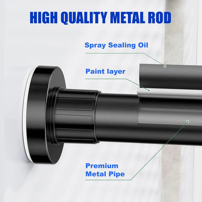 Adjustable Tension Shower Curtain Rod 32"-80", Heavy Duty, No Drill