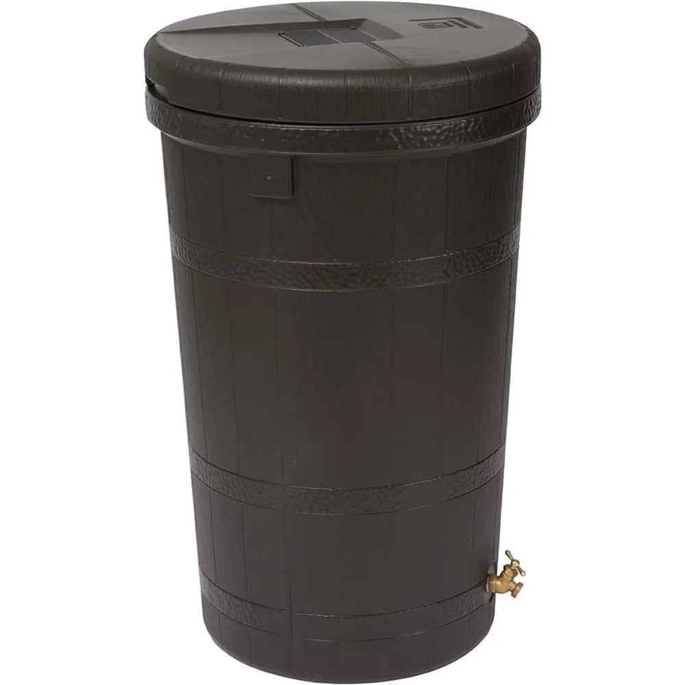 50 Gallon Outdoor Rain Barrel Water Storage, Brass Spigot