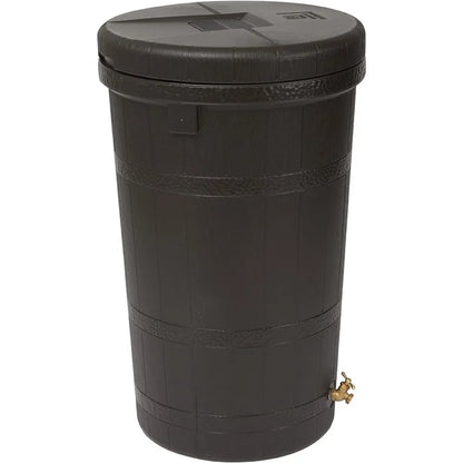 50 Gallon Outdoor Rain Barrel Water Storage, Brass Spigot