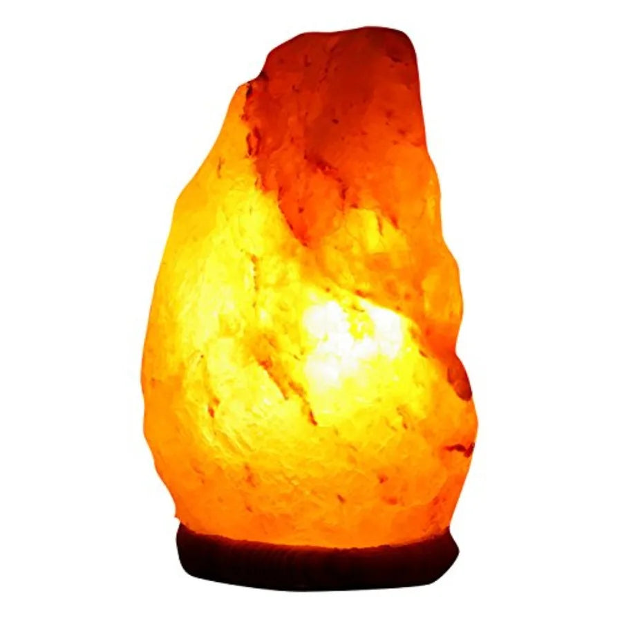 Natural Himalayan Salt Lamp w/Hand-Carved Wooden Base