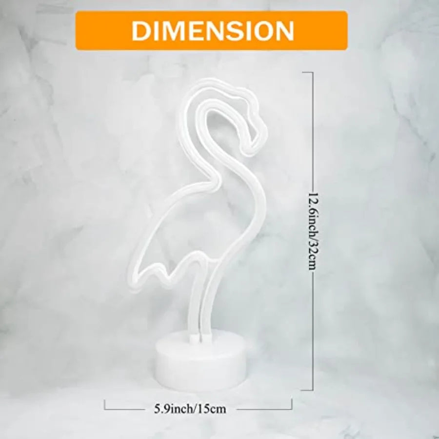 Flamingo LED Neon Night Light w/Pedestal, USB/Battery Operation