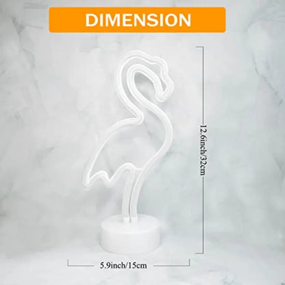Flamingo LED Neon Night Light w/Pedestal, USB/Battery Operation