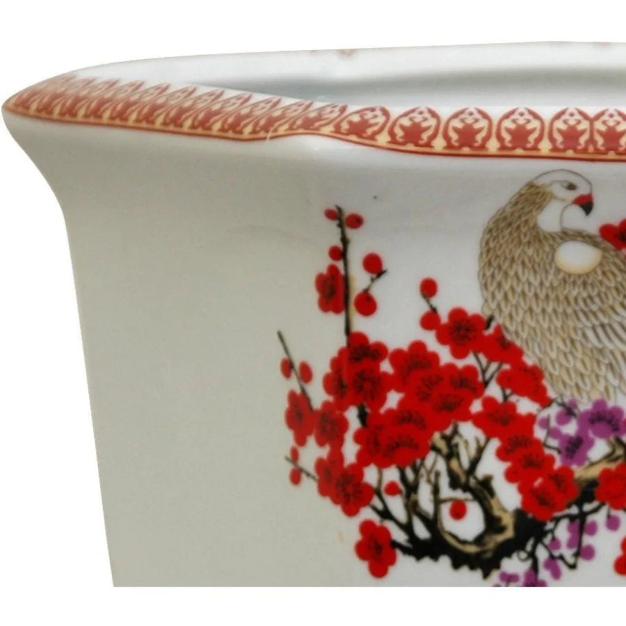 Oriental Furniture 10" Cherry Blossom Porcelain Flower Pot