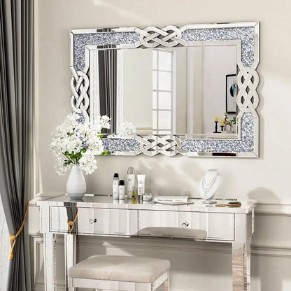 31.3"x27.6" Sparkling Crystal Crush Diamond Accent Mirror