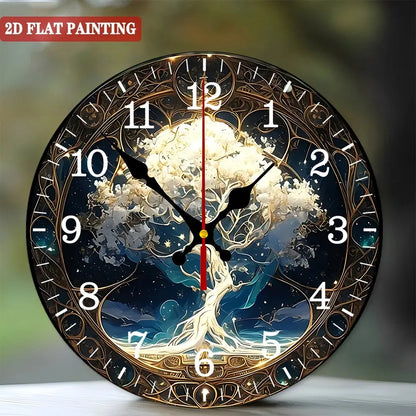10"x10" Vintage Art Fantasy Tree Wall Clock. Silent