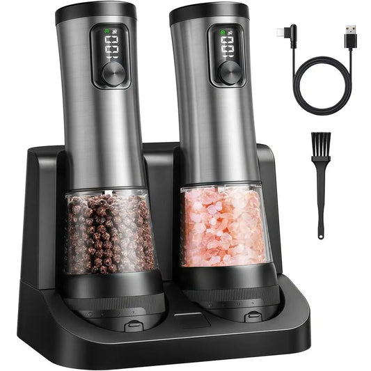 Automatic, Ceramic Salt and Pepper Grinder Set