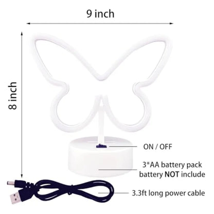 Butterfly Neon Sign Led Lights, Colorful Lamp, USB/Battery