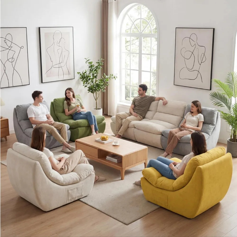 Modular, Cloud Boneless Bean Chair with High Rebound Foam