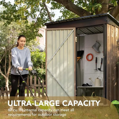 Lockable Metal Outdoor Garden Shed 5'x3', Anti-Corrosion