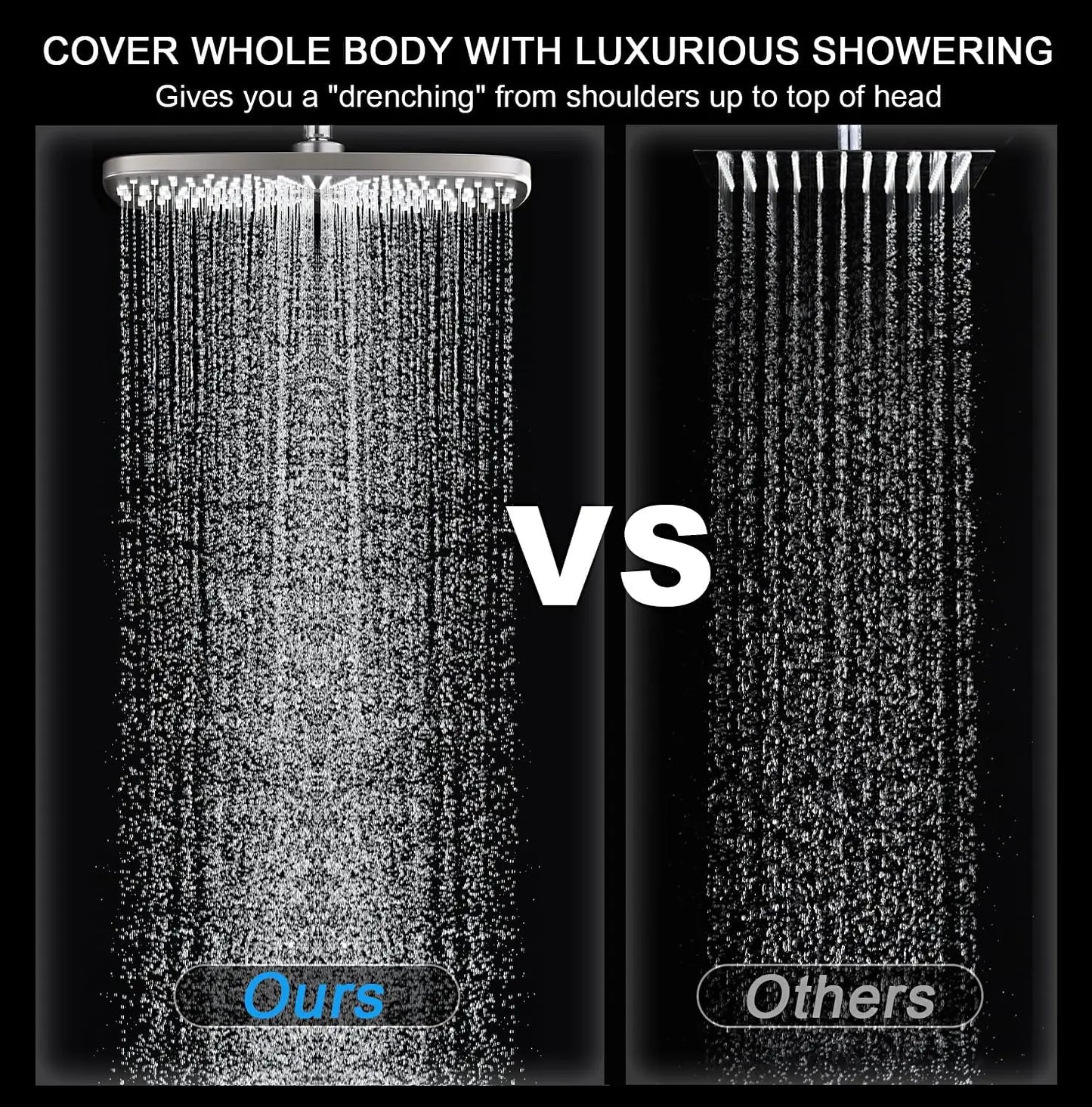 Rain Shower Head, w/Handheld Magnetic Docking Combo