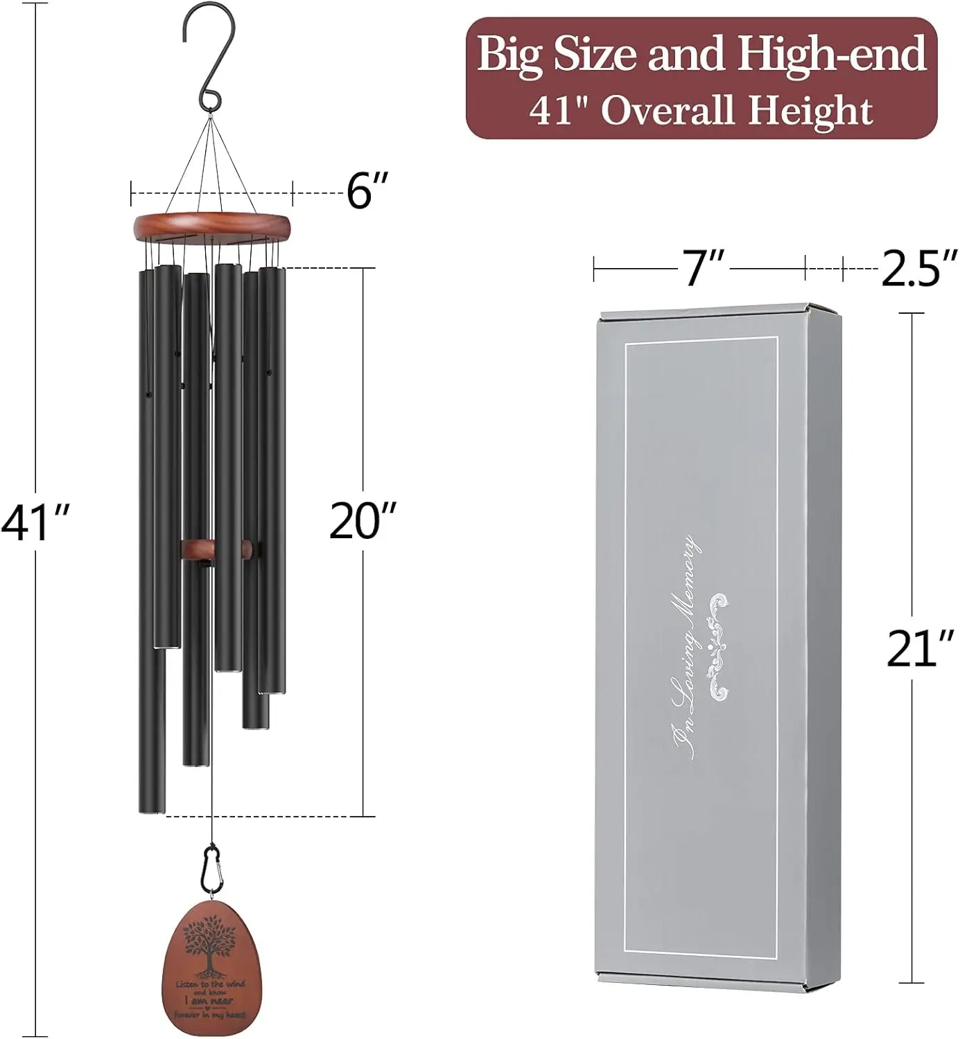 41" - Large Memorial Wind Chimes for Loved Ones