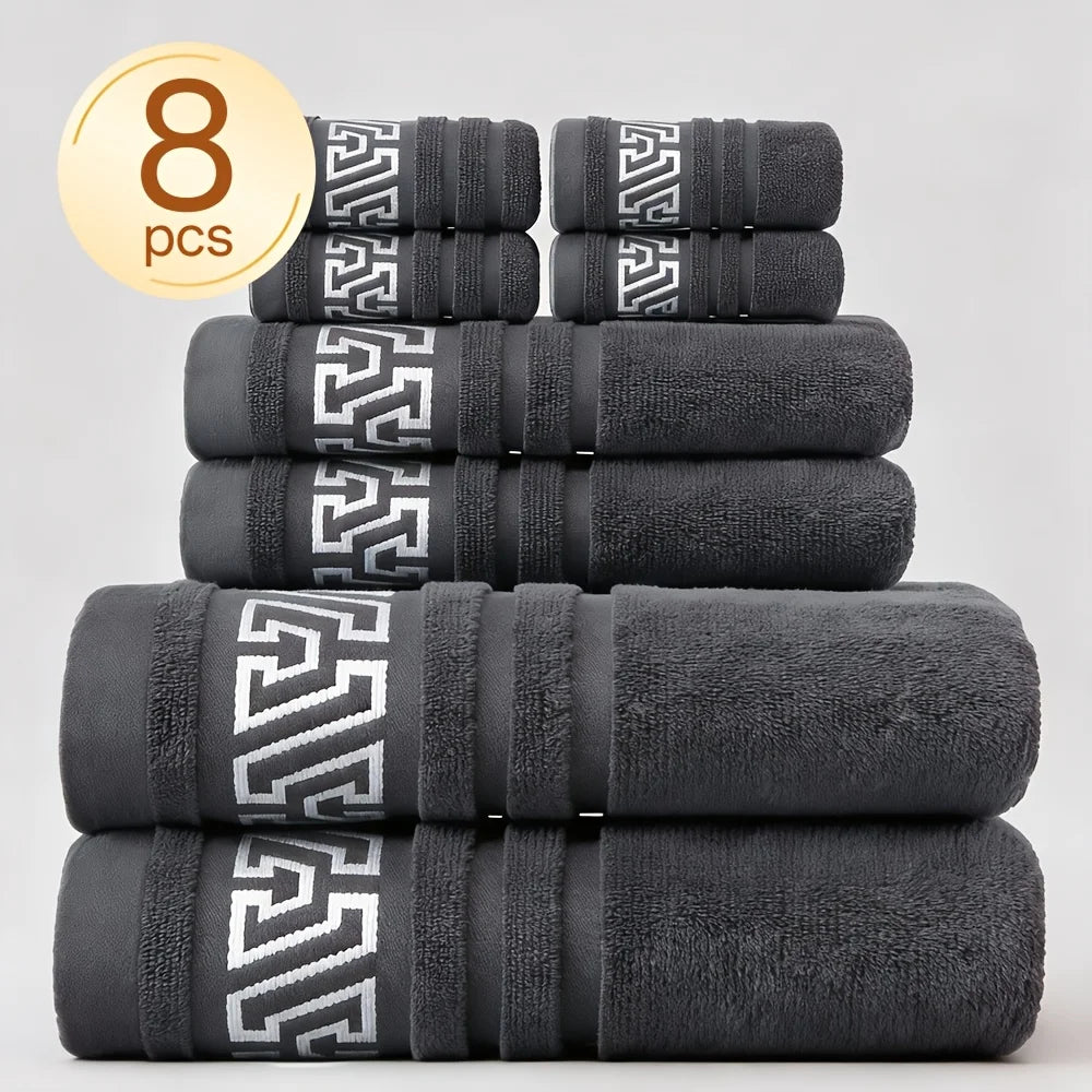 4/6/8pcs Cotton Bath Towel Set, Highly Absorbent & Quick Dry, Non-Shedding