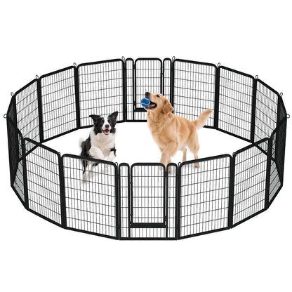 Indoor/Outdoor Foldable Metal Pet Playpen w/Door,