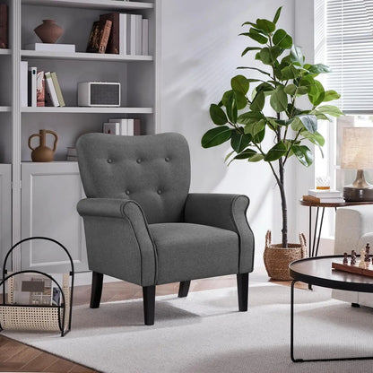 (2) Upholstered Mid Century Accent Chair w/Sturdy Wood Legs, High Back