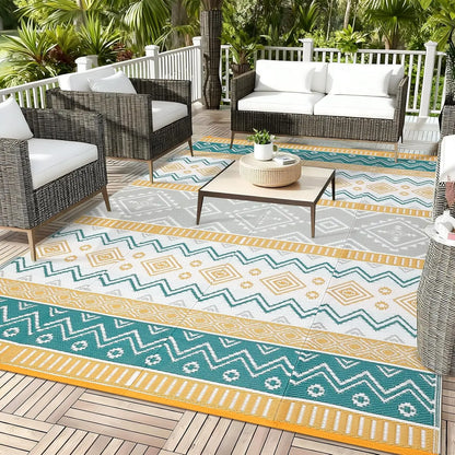 Waterproof Outdoor Rug Reversible Plastic Straw Mat