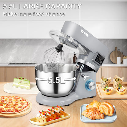 Electric Dough Mixer with 6 Speeds LCD Screen, 5.8 Qt