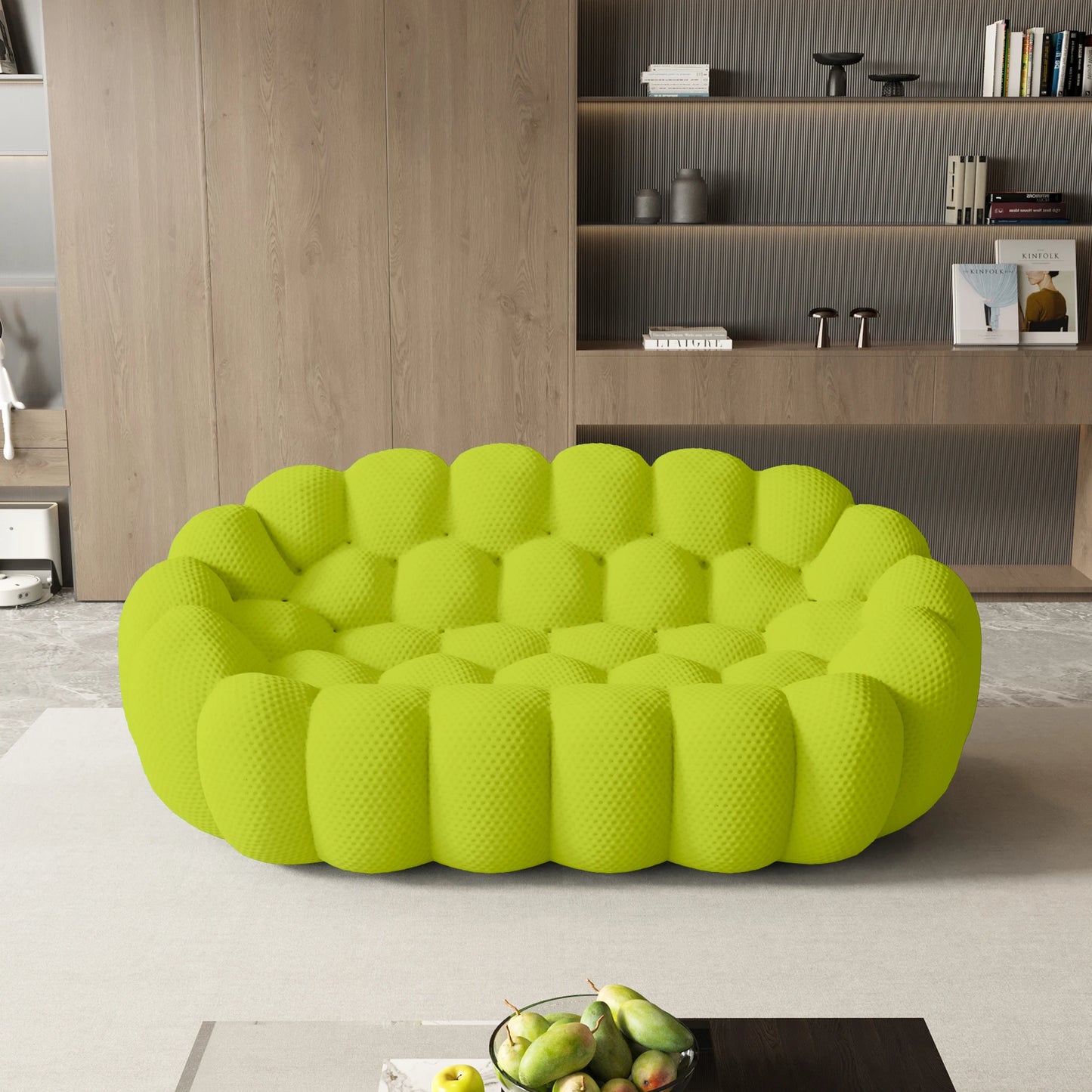 78'' Modern Curved Boneless Sofa, Comfy 3D Knitted Fabric Loveseat