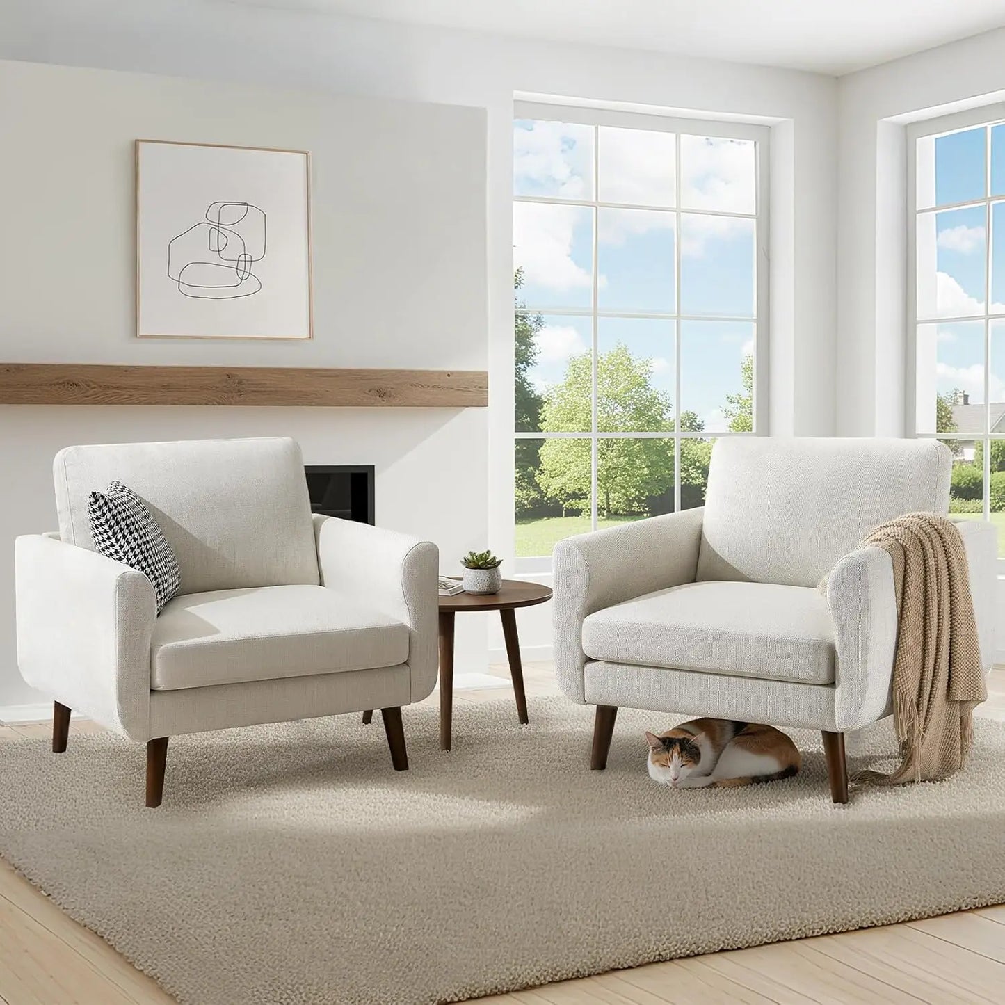 37" Oversized Mid-Century Modern Accent Chair