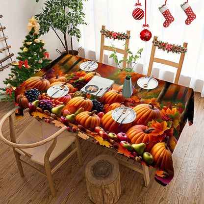 Thanksgiving Pumpkin Fruit Pattern Tablecloth, Fall Autumn Party