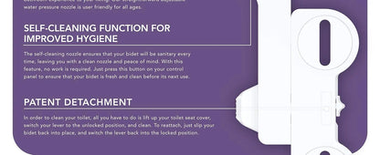 Adjustable Non-Electric Bidet, Ultra-Slim Dual Nozzle (Feminine/Rear Wash)