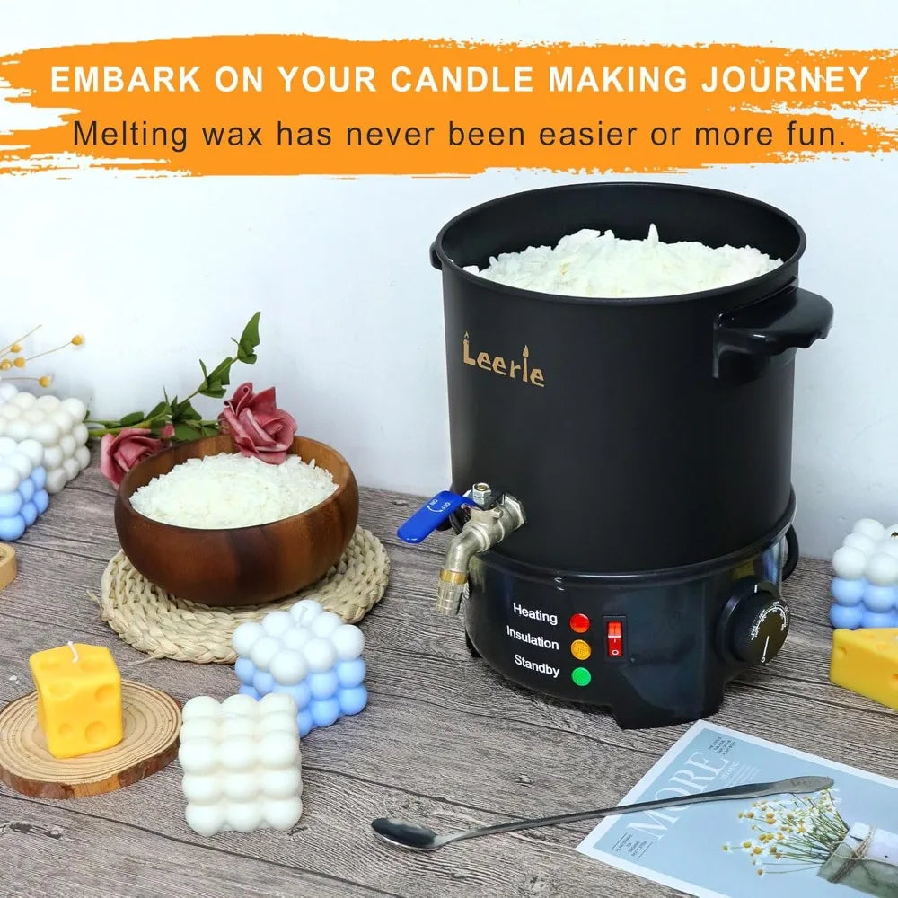 10lb Wax Melter for Candle Making, Brass Spout & Temp Control
