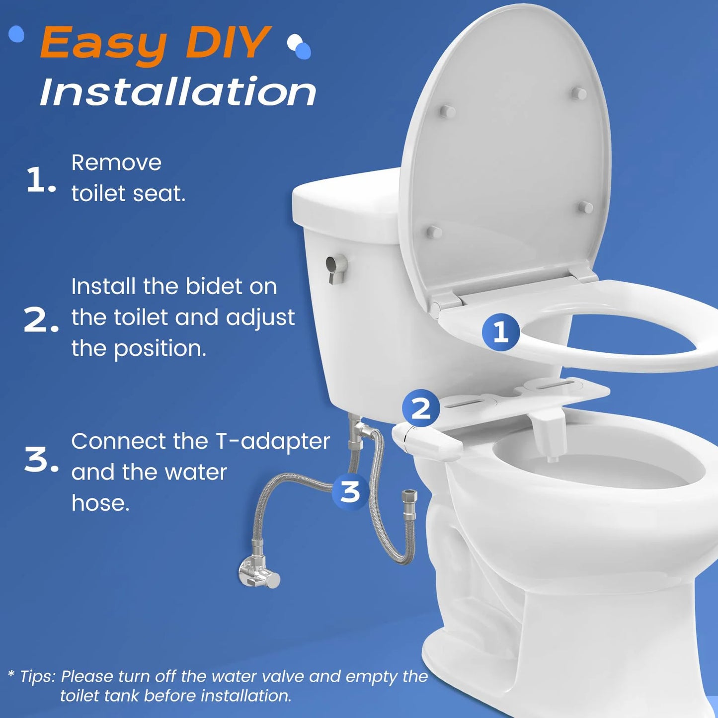 Ultra-Slim Bidet Attachment for Toilet - Dual Nozzle (Frontal & Self Cleaning)