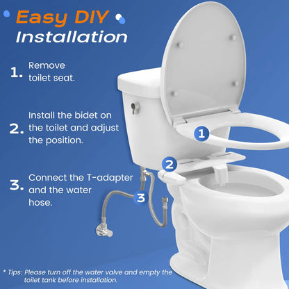 Ultra-Slim Bidet Attachment for Toilet - Dual Nozzle (Frontal & Self Cleaning)