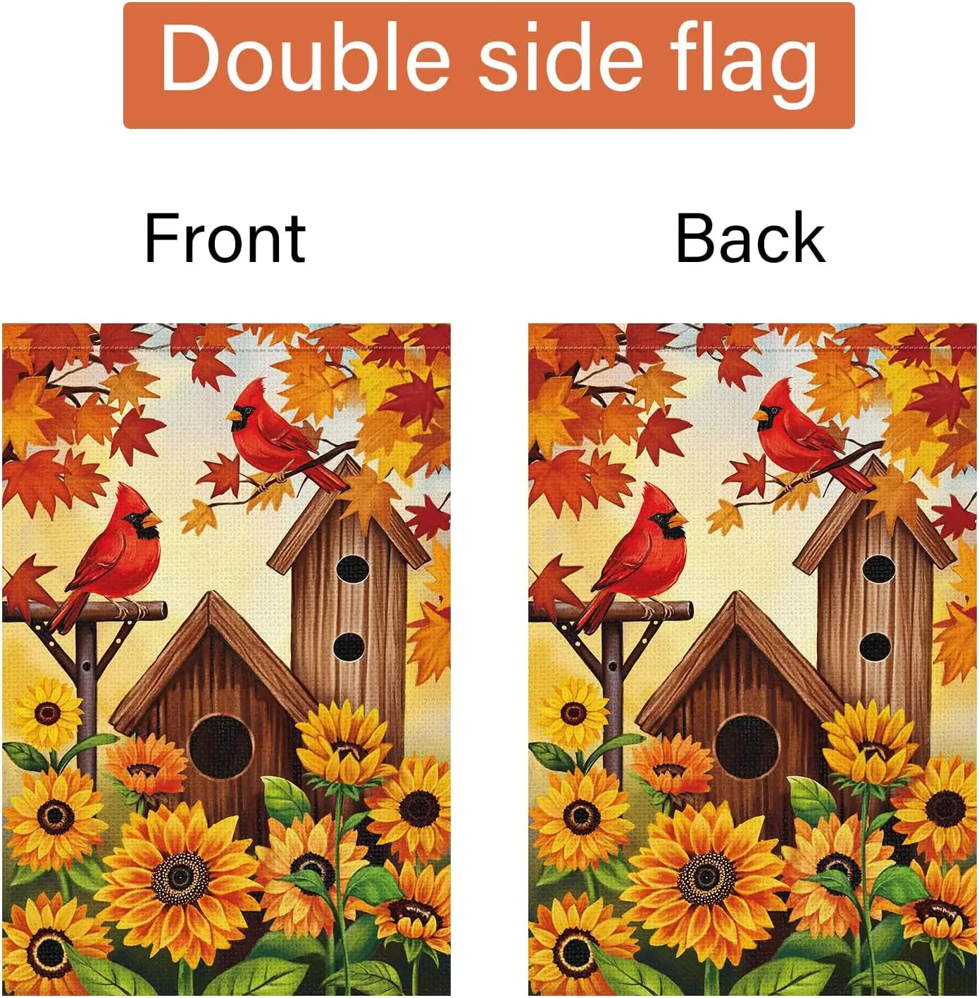 Fall Garden Flag Cardinal Sunflower Bird Burlap Thanksgiving