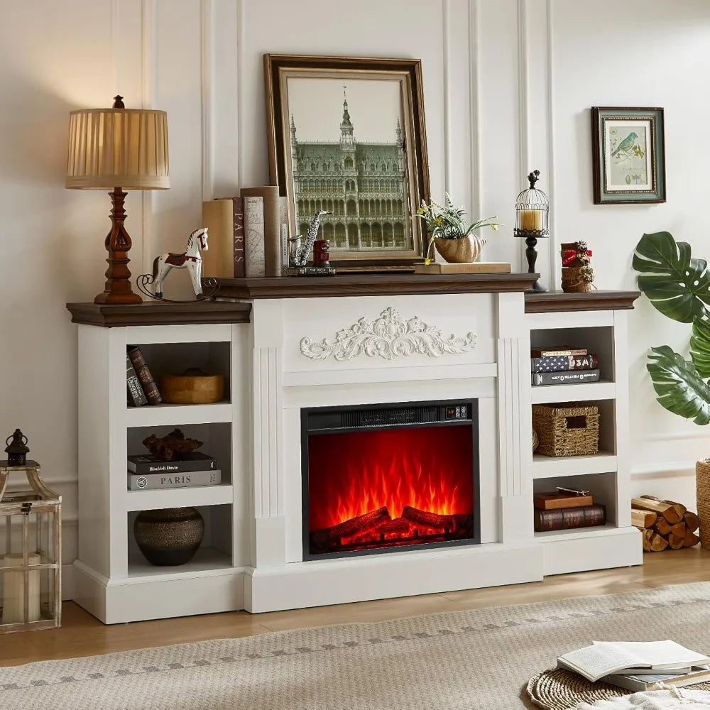 72" Electric Fireplace TV Stand with Mantel