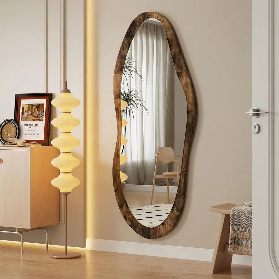 47x20 Asymmetrical Full-Length Wood Framed Vintage Mirror