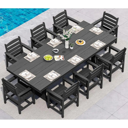 9 Piece Outdoor Dining Set, 84" Table w/8 Chairs