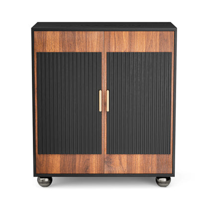 29"wx15.8"dx33.5"t Modular Credenza, Fluted Buffet Cabinet w/Storage