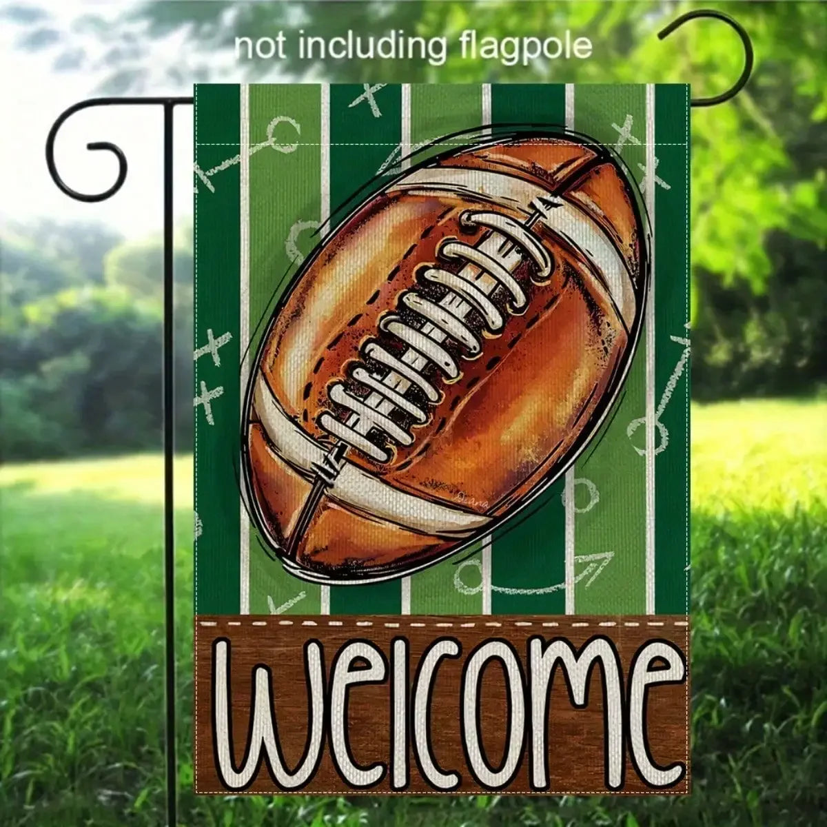 1pc Football Welcome Party Flag Banner - Double-Sided 12"x18" Durable Polyester