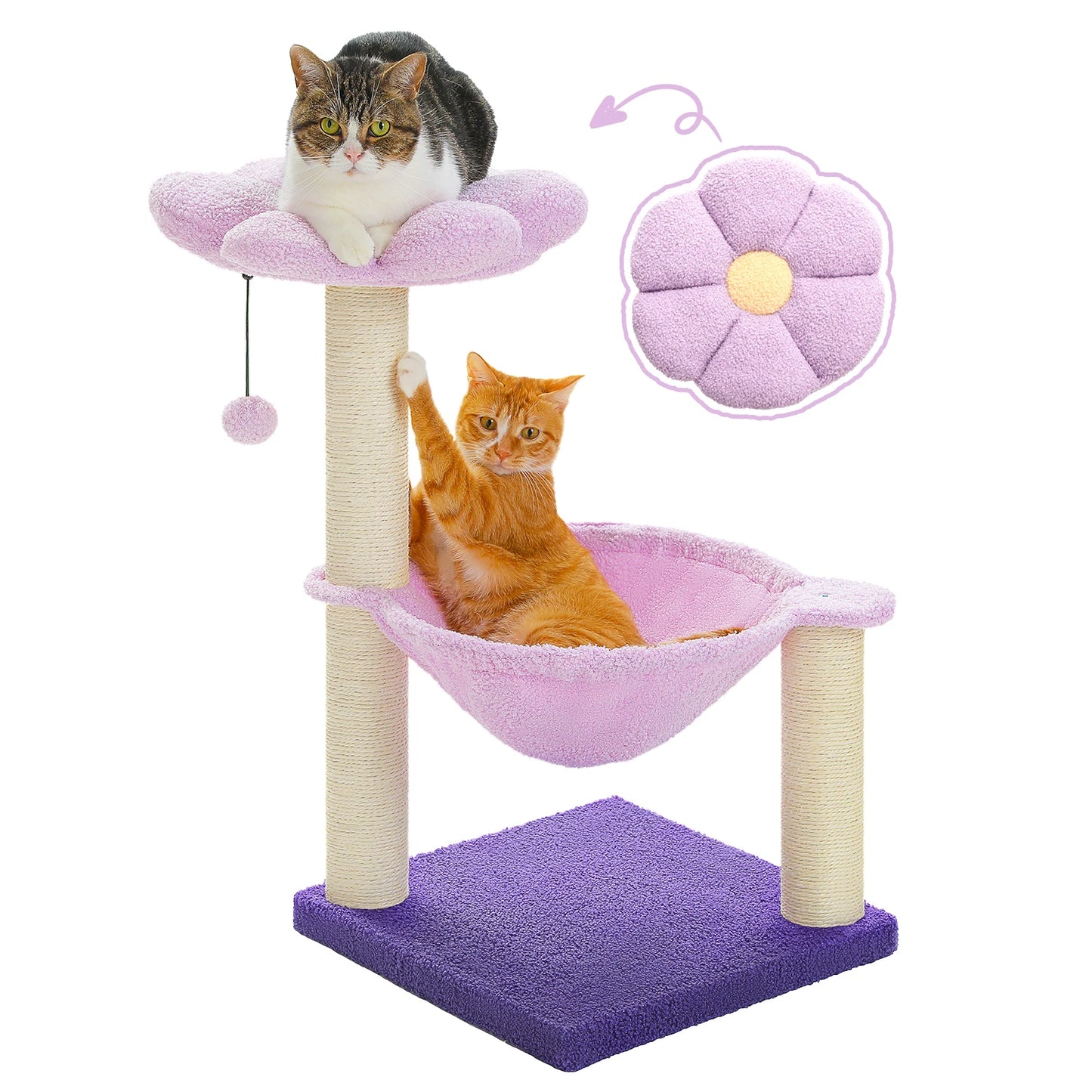 Flower Cat Tree, Hammock, Sisal Scratching Post