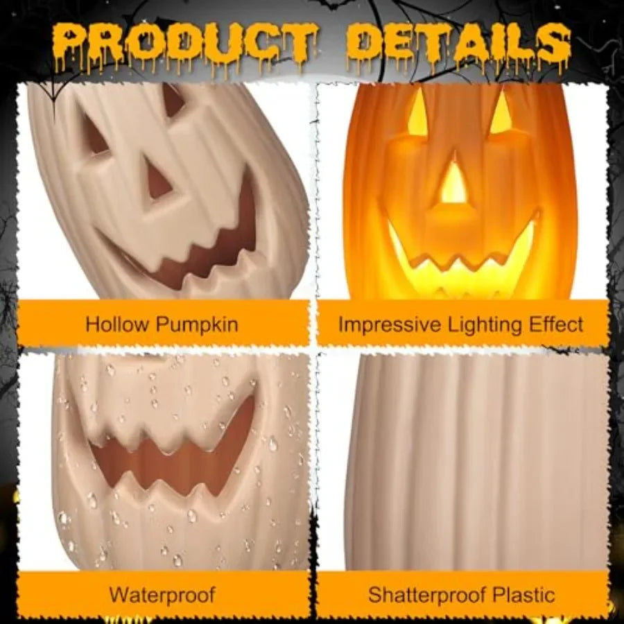 13.4" Large Halloween Faux Pumpkin, Plastic Jack O' Lantern